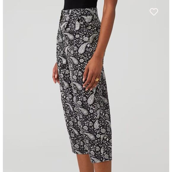 Revolve Cleobella Organic Dana Trouser, Wide Leg Cropped Paisley Pant, NWT SZ L - Picture 2 of 5